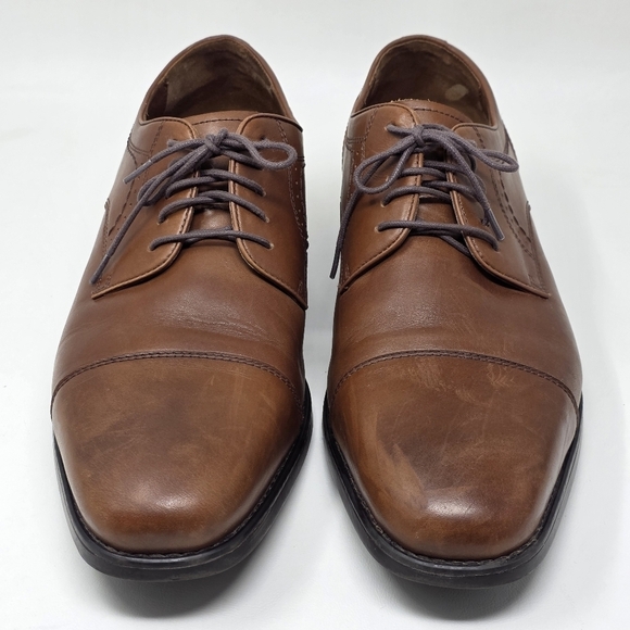 Johnston & Murphy Mens Size 11M Branning Cap Toe Tan Sheepskin Brown Oxford Shoe main image 6
